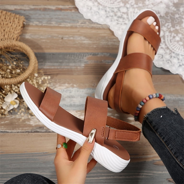 Littleplum Women's Arch Support Sandals – Comfort Summer Walking Shoes, Elastic Ankle Flip Flops With Rhinestone 1 thumbnail image