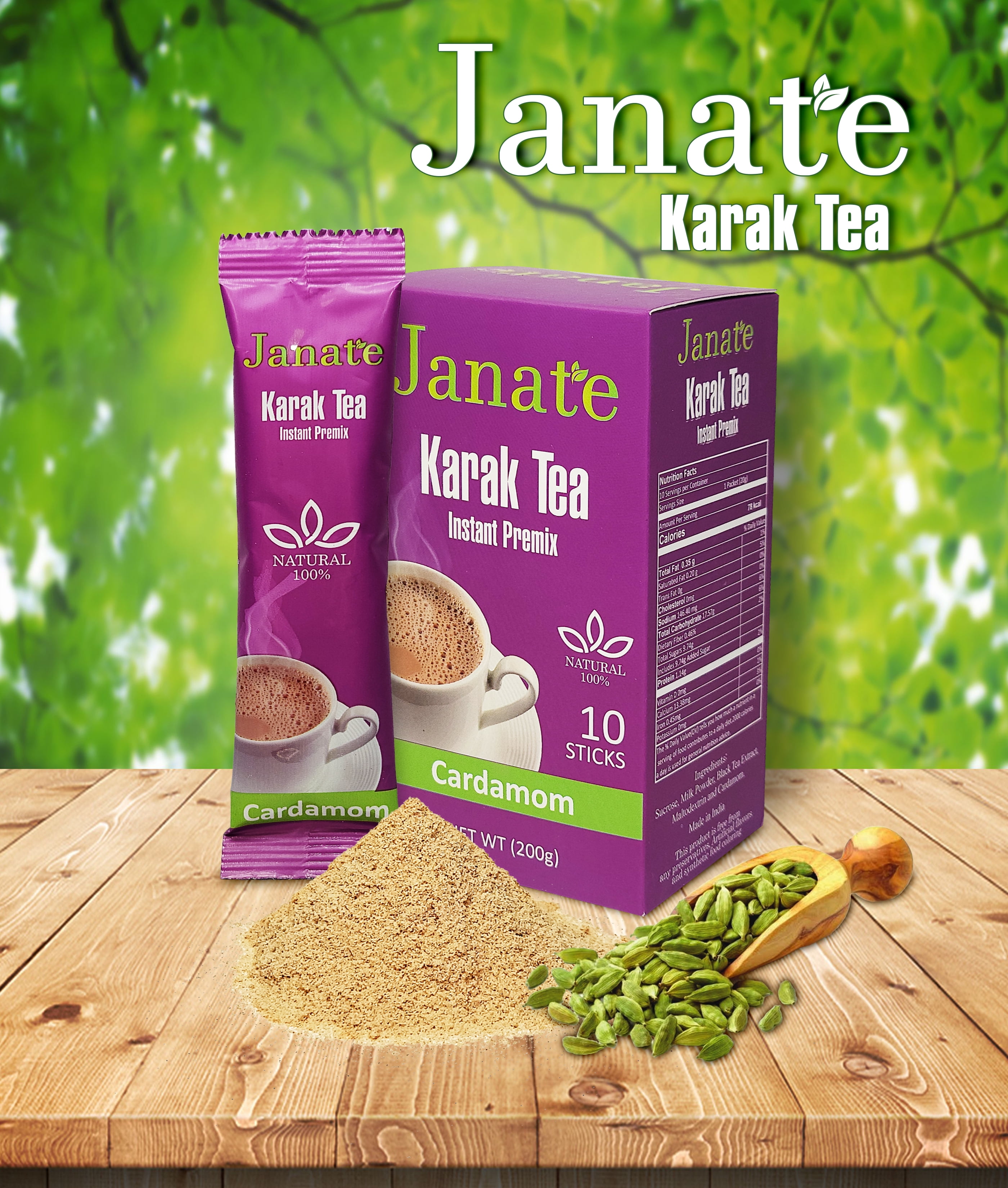 Karak Tea - Chai Latte Instant Premixed 100% Natural with Cardamom