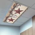 thumbnail image 2 of 2 Pack Farmhouse American Fluorescent Light Covers for Ceiling Lights Country Star Berries Vintage Wood Grain Magnetic Ceiling Light Covers Overhead Light Filters for Office Classroom Home, 2 of 9