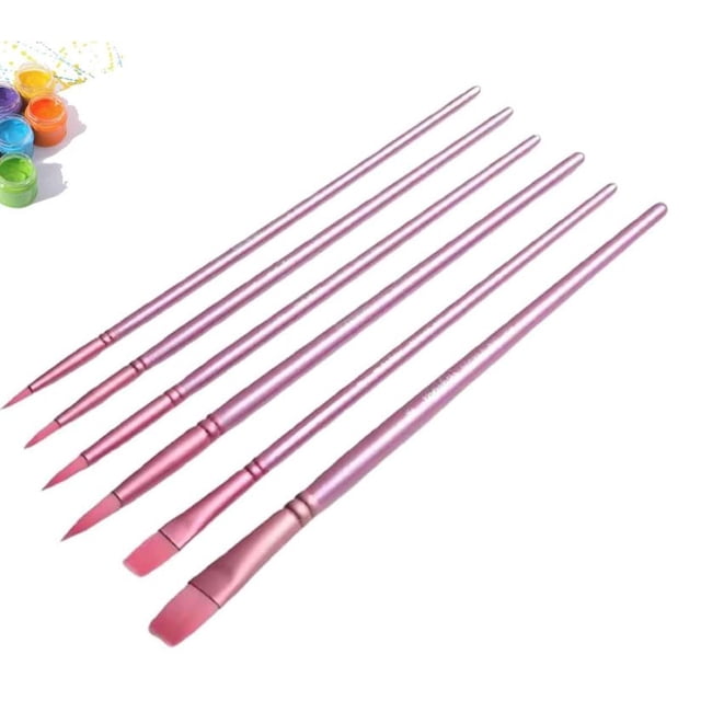 6/4 PCS/Set Nylon Hair Smoothly Brush Paint by Numbers, Nylon Professional Round Paint for Watercolors, Round-Tip Professional Artist Brushes for Digital Painting (A-6)