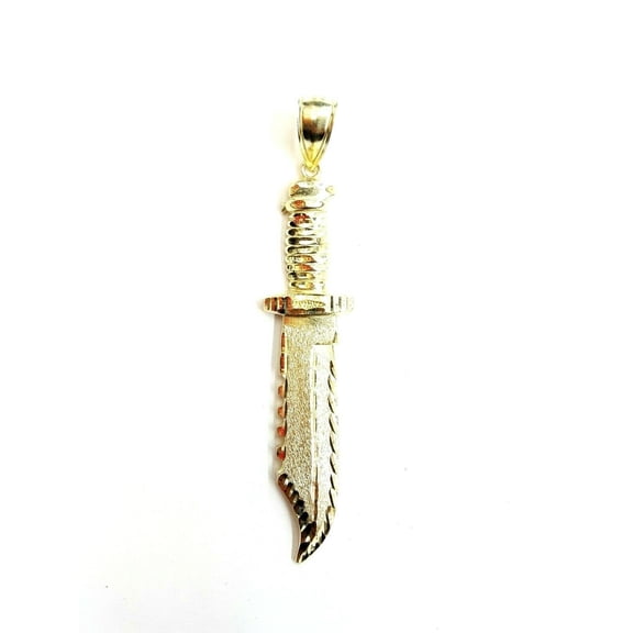 New 10k yellow Gold dagger knife Pendant charm fine gift jewelry for men 4.9g