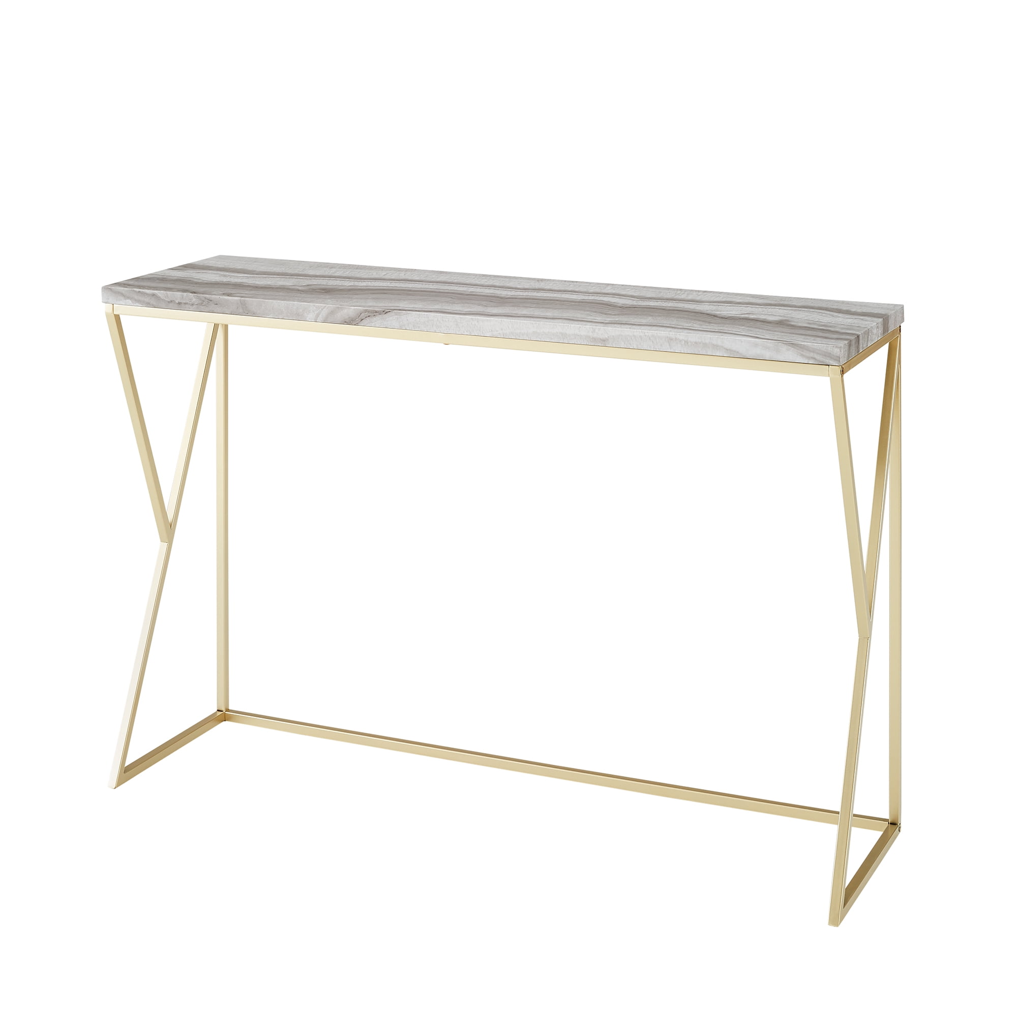 Manor Park Glam Modern Open Entryway Table, Faux Grey Vein Marble