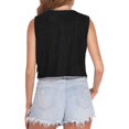 thumbnail image 5 of JULMCOMO Faux Suede Vest Tops for Women Fringe Button Down Sleeveless Casual Vest Jacket Cropped Cowboy Western Jacket Black XL, 5 of 7