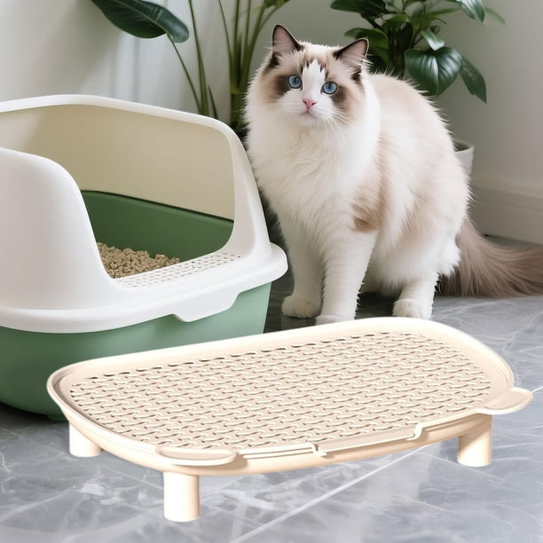 Tapete para de gatos de interior, protección para el suelo, taburete de pedal reutilizable de doble capa para interiores, bandeja recogedora blanco