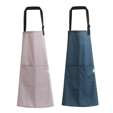 

1pc Waterproof Apron Simple Fashion Stripe Apron Kitchen Oilproof Adults Apron Cooking Apron for Women Men（Dark Blue）
