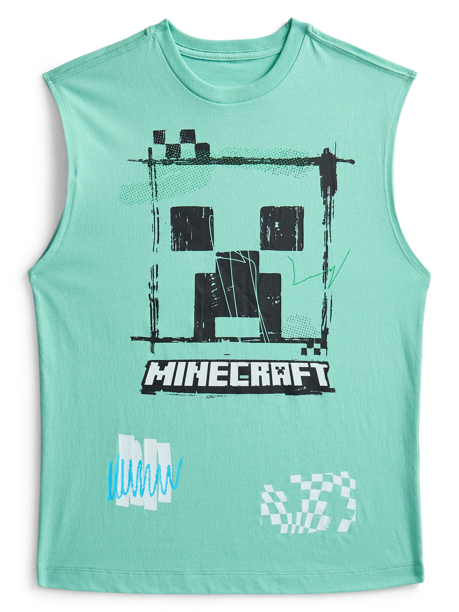 Minecraft Boys Creeper Graphic Muscle Tank Top, Sizes 4-18