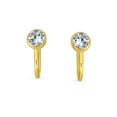 thumbnail image 2 of Bling Jewelry Womens Minimalist  Clip-On Earrings with CZ Solitaire 14K Gold Plated 5MM, 2 of 4