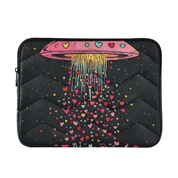 FORMRS 13-13.3 inch Laptop Sleeve Case Soft Carrying Quilted Computer Bag Cover, UFO with Hearts Pattern