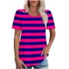 thumbnail image 7 of Puntoco Tops Blouses for women Clearance 2025,Womens Casual striped Tops Crewneck Short Sleeve T Shirts Outfits 2026 Spring Summer Shirts Hot Pink XL(XL), 7 of 7