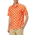 thumbnail image 4 of INSPIRE CHIC Men's Summer Polka Dots Shirt Button Down Short Sleeves Pattern Shirts S Orange, 4 of 7