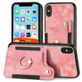 thumbnail image 4 of Nalacover For iPhone X / XS Case Ring Holder Kickstand with Credit Card Holder, Back Flip Premium Leather Magnetic Clasp Removable Wirst Hand Strap Cover For iPhone X / XS, Pink, 4 of 14