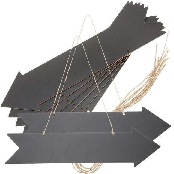 8Pcs Double Side Blank Arrow Signs for Decor Black Wood Direction Signs with Vibrant Colors