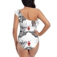 thumbnail image 5 of Gaeub Moose Kissing Under Mistletoe Women's One Shoulder Ruffle Tummy Control Swimwear for Swimming Surfing Beach Party - Large, 5 of 8