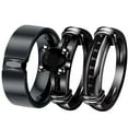 thumbnail image 1 of Matching Ring Couple Rings Black Gold Plated 1CT Black CZ Wedding Ring Sets Titanium Male Ring, 1 of 7
