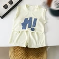 thumbnail image 2 of Kids Summer Outfit Crew Neck Sleeveless Letter Print Tops Shorts Baby Boy Outfits 4-5 Years Boys Clothes, 2 of 3