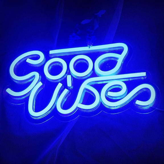 13"x 7" New GOOD VIBES Blue Beer Pub Acrylic Neon Light Sign Wall Decor Light
