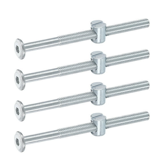 Uxcell 4 Pack Bed Frame Bolts, M6 x 85mm Hex Socket Head Screws Bolts Barrel Nuts Bunk Bed Bolts Furniture Screws with Slotted Head Barrel Nut for Chairs Cots, Silver
