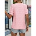 thumbnail image 4 of Womens Tops Dressy Casual Cute Hollow Embroidered Blouses Short Sleeve Shirts Summer Outfits 2025 Pink S, 4 of 9