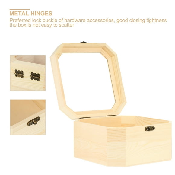 LOLIPPYY 1Pack Jewellery Organizer Box Octagonal Wood Color Storage Holder for Outdoor Use