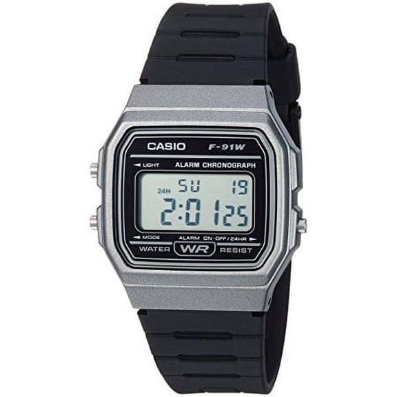 Casio Men's Digital Casual Watch, Black/Silver - F91WM-1B