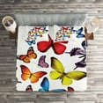 thumbnail image 2 of Ambesonne Butterfly Quilted Coverlet 3 Pcs, Joy Wildflowers Hiking, King Size, Multicolor, 2 of 2
