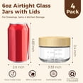 thumbnail image 2 of 6oz Glass Jars with Airtight Lids - 4 Pack Overnight Oats Containers Bamboo Lids, Small Food Measurement for Yogurt, Salad, Chia, Wide Mouth Mason Jar Lid Storage, 2 of 3