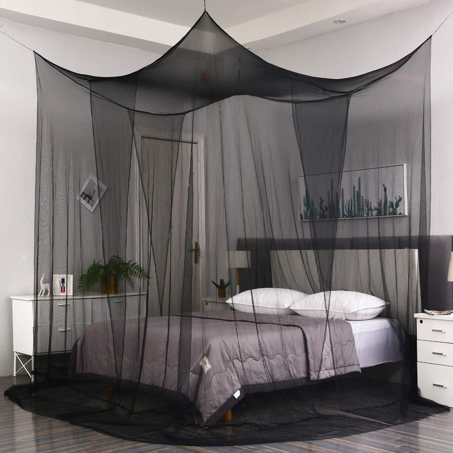 Bed Cover, Full Bed Curtain, Courtyard Mosquito Net Curtain, Indoor and Outdoor Mosquito Net, Gothic Black Bed Cover, Halloween Decorative Mesh Canopy Curtain