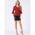 thumbnail image 4 of DARING DIVA V Neck Metallic Sparkly Glitter Blouse M Red, 4 of 6