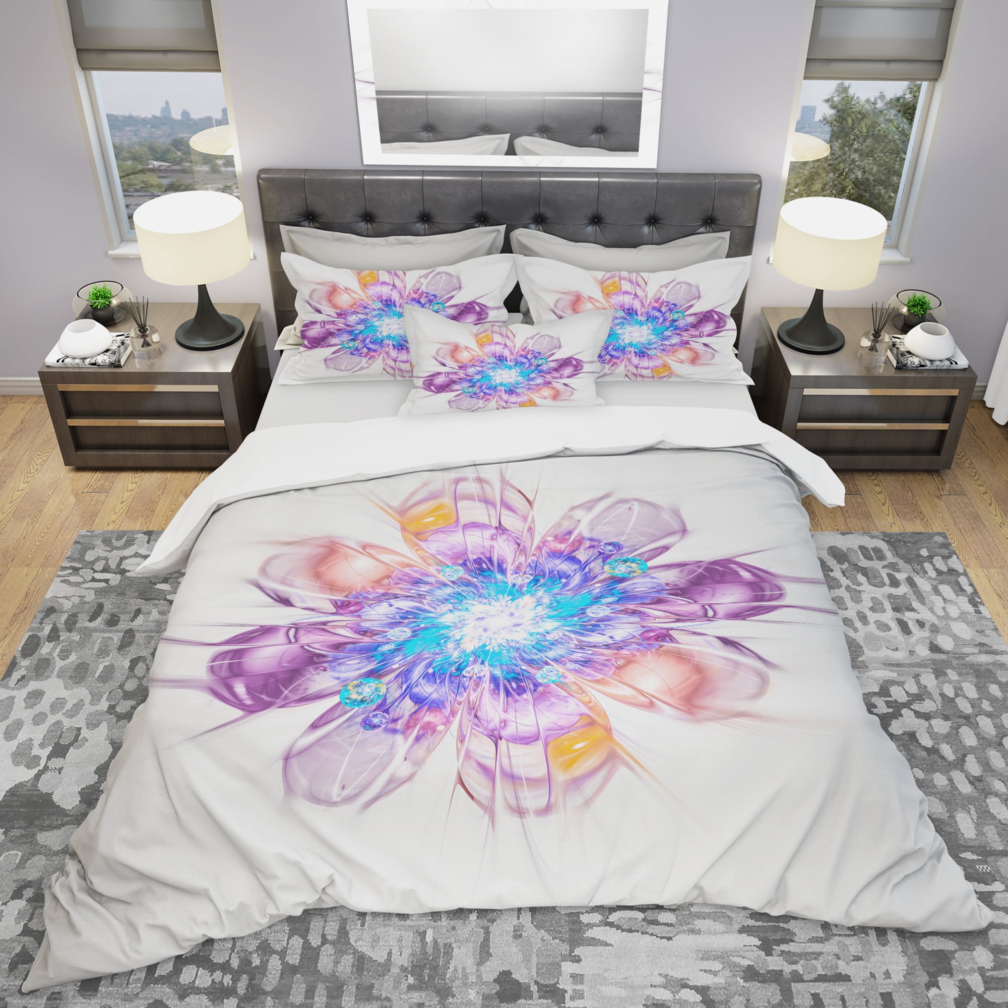 Designart 'Perfect Fractal Flower in Multi Colors' Modern & Contemporary Duvet Cover Set