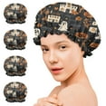 thumbnail image 7 of Shower Caps,Autumn Halloween Scene Pattern Waterproof Shower Cap for Women 4 Pieces,Double Reusable Hair Cover for Shower PEVA Elastic Stretch Hem, 7 of 7