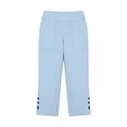 thumbnail image 5 of Cotton Linen Capri Pants for Women Linen Drawstring Elastic Waist Relaxed Fit Casual Cropped Trousers with Pockets, 5 of 7