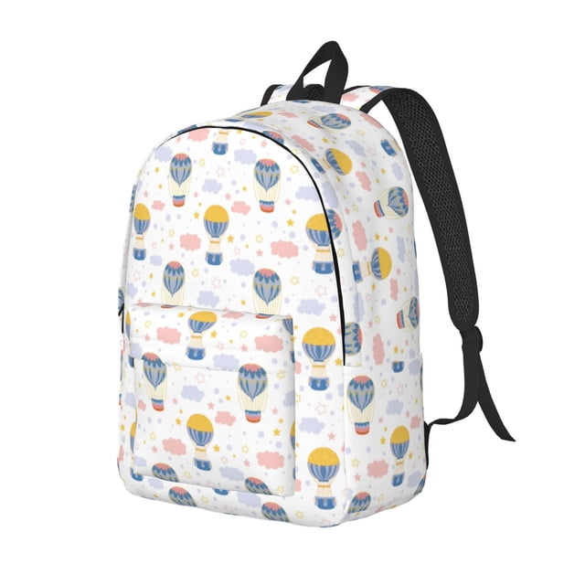 Disketp Hot Air Balloon print Canvas Backpack Lightweight Travel Daypack Student Rucksack Laptop Backpack-Medium