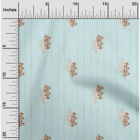 oneOone Organic Cotton Voile Fabric Stripe & Floral Artistic Print Fabric BTY 42 Inch Wide