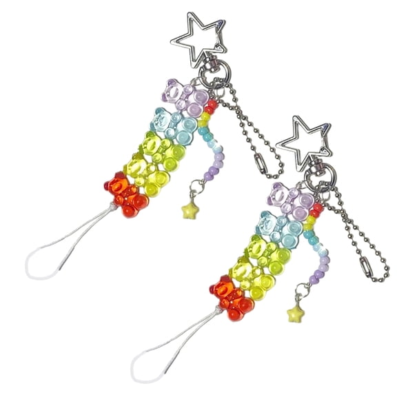 Fogun Pack of 2 Unique Bear Beaded Keychain Stylish Colorful Keychain Charm for Adding Color to Your Accessories