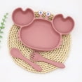 thumbnail image 3 of Baby Silicone Plate With Suction Cup, Suitable For Baby, Baby Spoon And Fork Set Suitable For Children, Baby Tableware, Children's Plate - Crab, 3 of 4