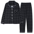 thumbnail image 2 of Womens Long Sleeve Pyjama Set Two Piece Retro Button Down Loungewear Comfortable Sleepwear, 2 of 8