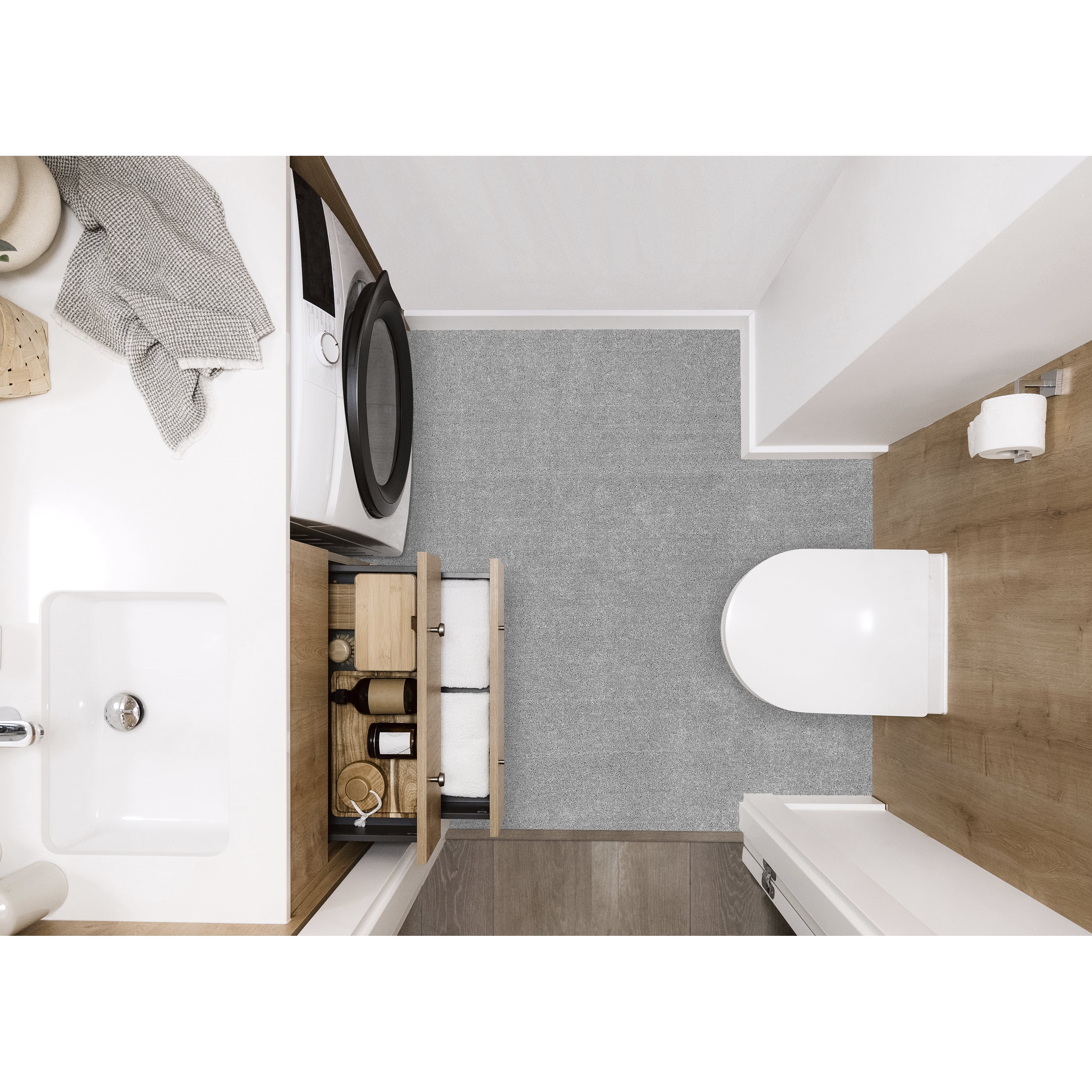 Garland Rug Gramercy Washable Polypropylene Silver Bathroom Carpet, 5' x 6'