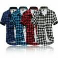 thumbnail image 2 of PENGXIANG Hommes d'Été Bouton Bas Fit Manches Courtes Coton Chemises Décontractées à Poitrine Unique Tops, 2 of 6