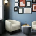 thumbnail image 2 of BELLEZE Accent Barrel Chair, Modern Tub Club Chair Upholstered Armchair for Living Room, Accent Chair with Silver Nail Head Trim Black Legs - Kyara (White/Polyester), 2 of 7