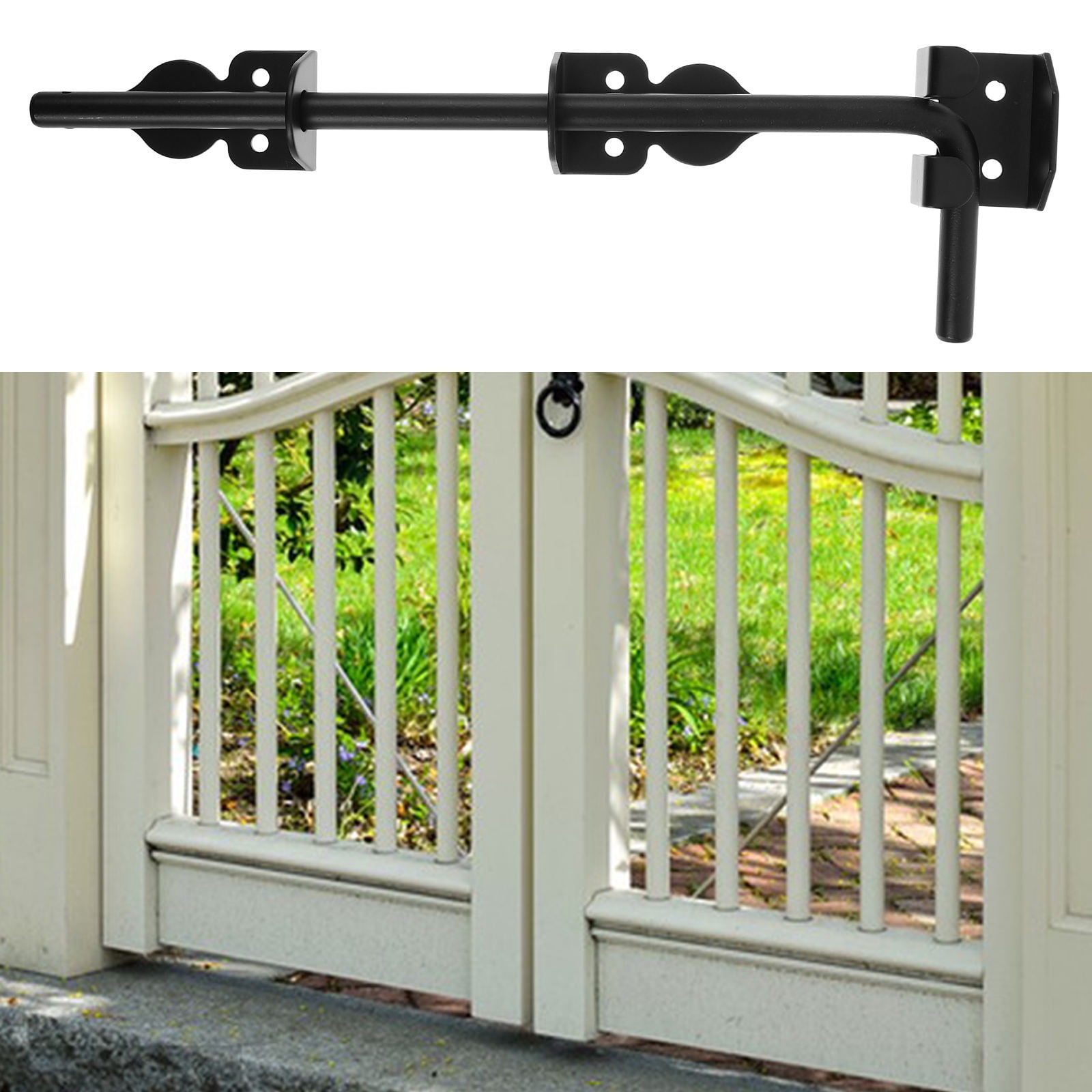 WHAMVOX 1Pack Securing Gates Hardware Kit Cane Bolt for Wooden Door 12In Black