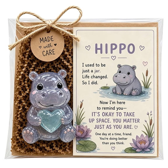 Glass Support Animal Figurine, Emotional Glass Animal Gift, Emotion Support Glass Animal Mason Jar, Comfort Gift for Friends & Family, Mini Glass Keepsake - Shape Hippo