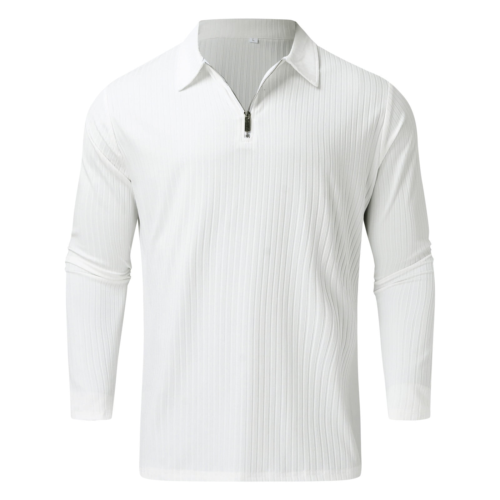 Men Autumn Long Sleeve Polo T-Shirts Casual Solid Color Tops