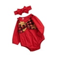 thumbnail image 2 of Mialoley Noël Imprimé Manches Longues Col Rond Romper + Arc Bandeau, 2 of 7