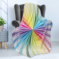 thumbnail image 4 of Vintage Rainbow Soft Flannel Fleece Throw Blanket, Retro Style Burst Effect with Halftone Details Colorful Rays Pop Sixties, Cozy Plush for Indoor and Outdoor Use, 50" x 70", Multicolor, by Ambesonne, 4 of 5