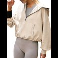 thumbnail image 2 of Sudadera con Capucha y Media Cremallera para Mujer, Informal, de Larga, Corta, con Cremallera de un Cuarto. Albaricoque M, 2 of 8