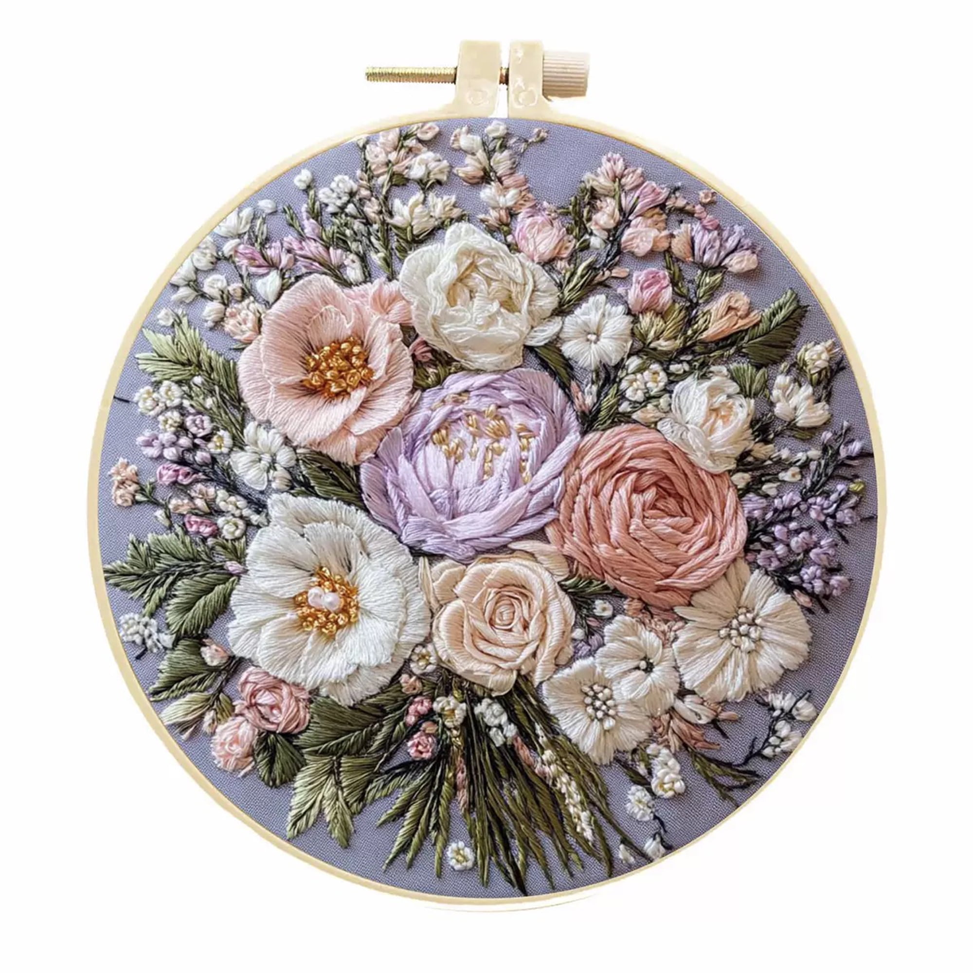 4 Pack Floral Bouquet Embroidery Kits for Adults Beginners Realistic Wedding Flowers Needlepoint DIY Hoop Art Craft Set