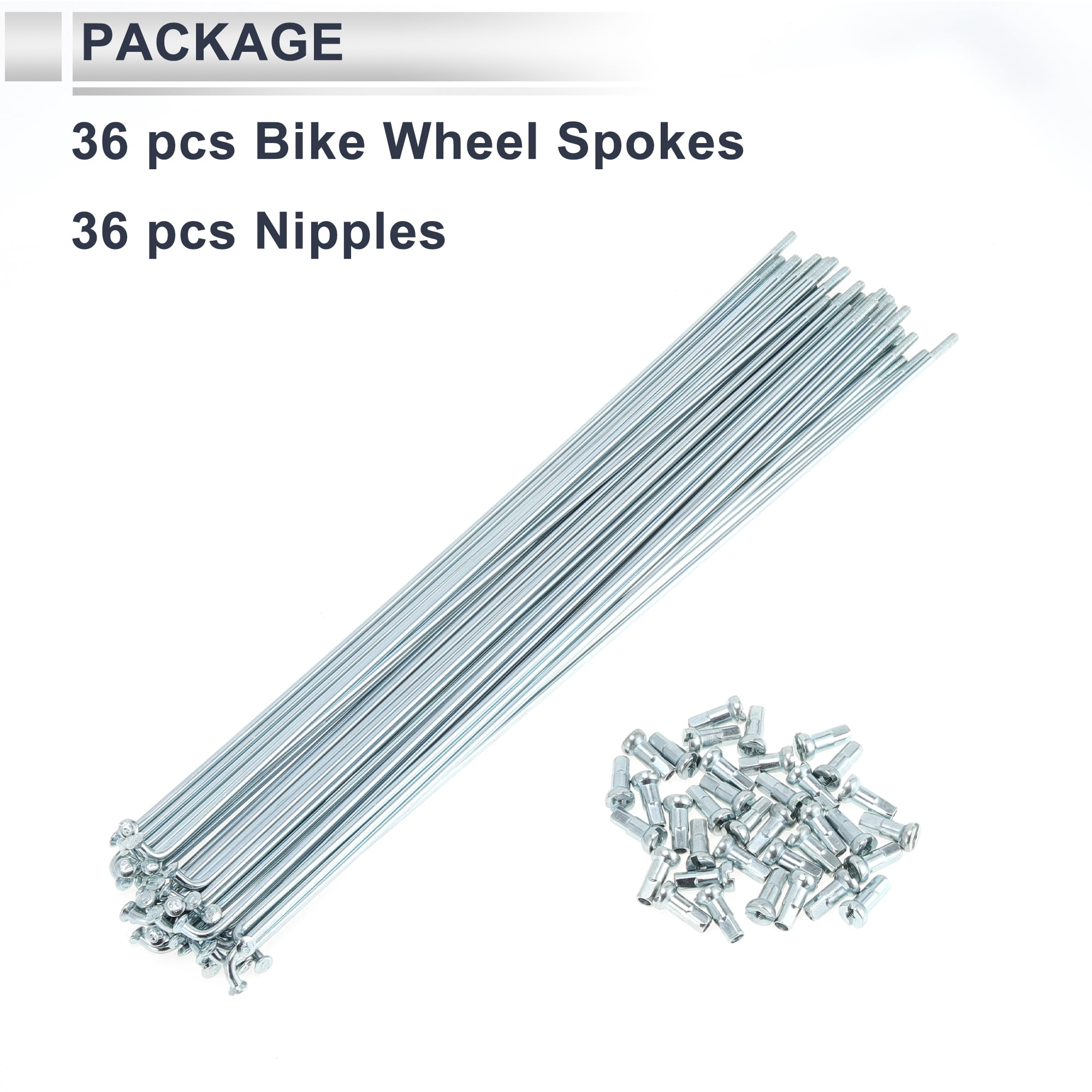 Unique Bargains 36Pcs Universal 12G Bike Wheel Spokes Carbon Steel Galvanized Silver 9.72"