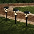 thumbnail image 3 of (2 pack) Mainstays Solar Powered Black Lattice LED Landscape Pathway Light with Glass Lens, 8 Lumens (6 Count), 3 of 12