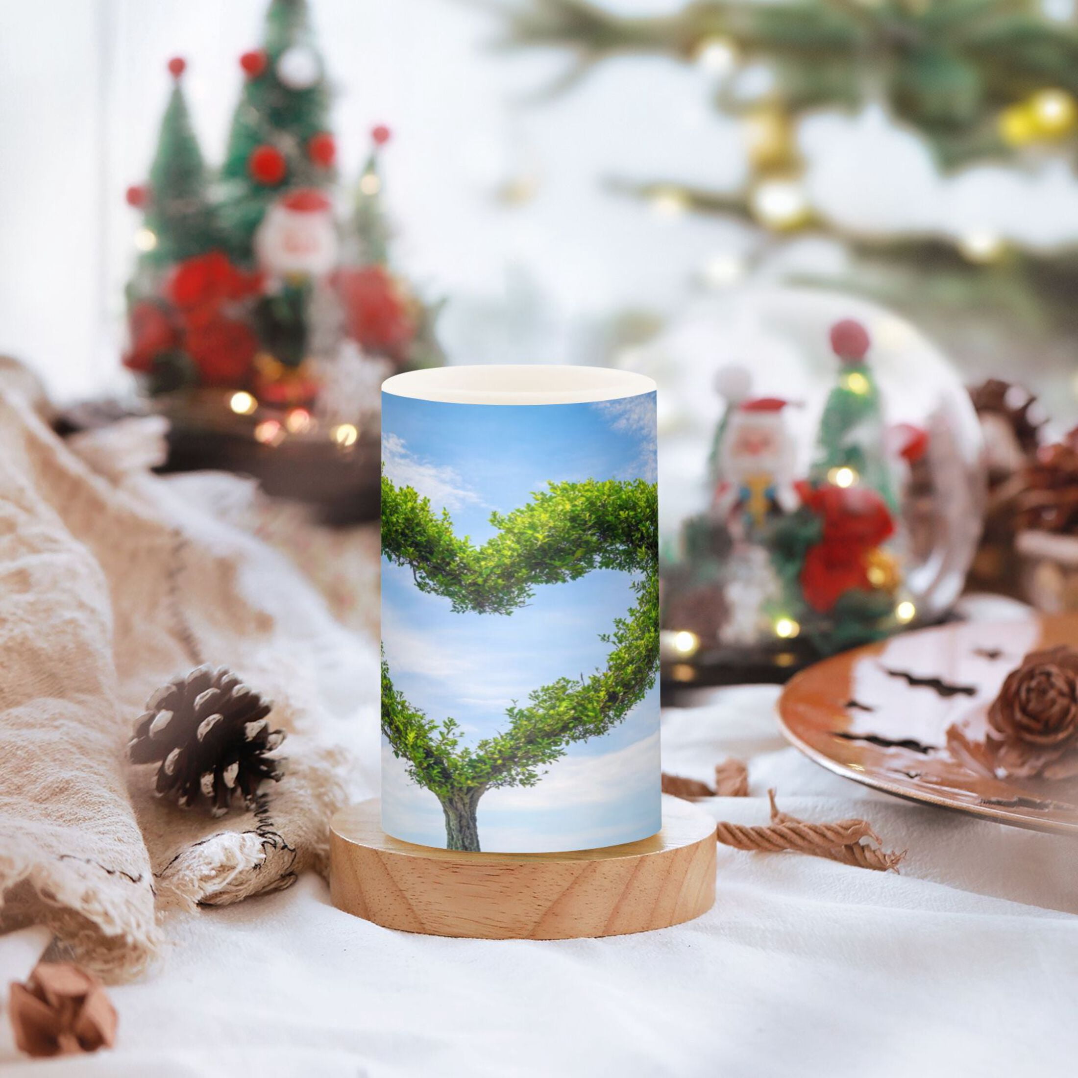 2 PCS Flameless Candles with Remote Timer LED Battery Operated Flickering Candle Light for Wedding Table Home Decoration Gifts Heart-shaped Tree