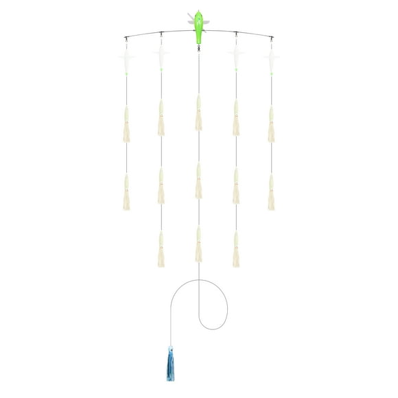 BLUEWING 36in Fishing Spreader Bar Port Canyon Baits Splash Floating Squid and Trolling Birds Spreader Bar Big Game Trolling Lure for Offshore Fishing, Luminous